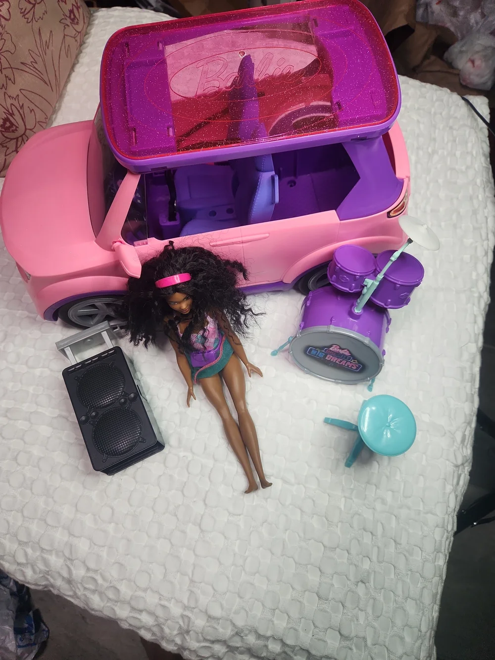 Barbie Pink and Purple Convertible Ride-On Car Set